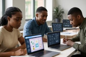 Formation n8n Abidjan — Étudiants ISD en cours pratique