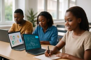 Formation No-Code & IA Générative Abidjan — Étudiants ISD en cours pratique