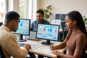 Formation No-Code & IA Générative Abidjan — Étudiants ISD en cours pratique